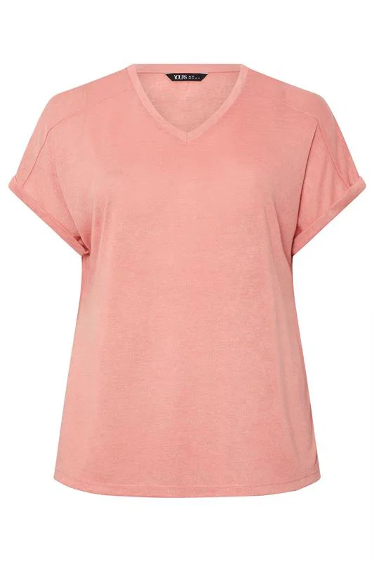 Pink Premium Linen Look T-Shirt detail 4