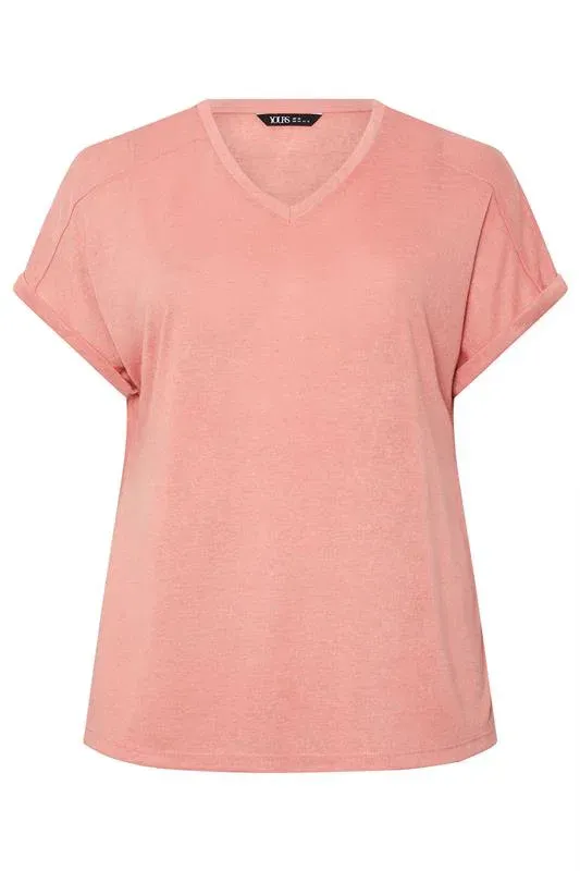 Pink Premium Linen Look T-Shirt