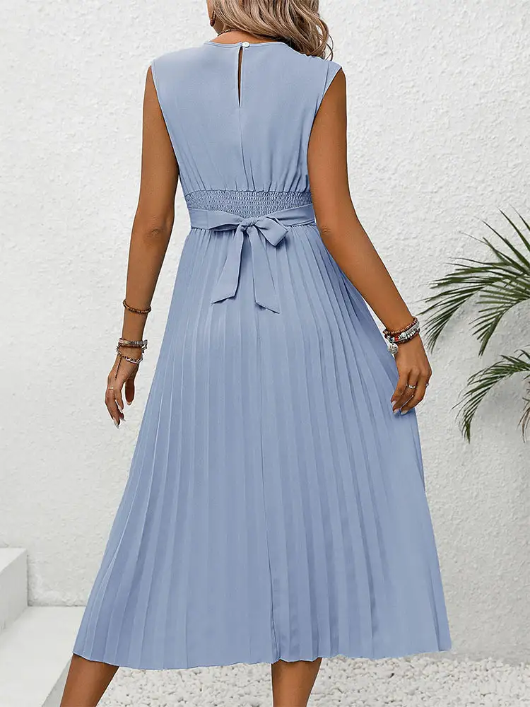 Elizabeth Pleated Waist Midi Dress
