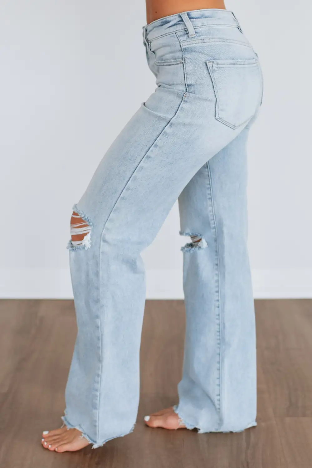 Women's High Rise Raw Hem Zip Fly Jeans