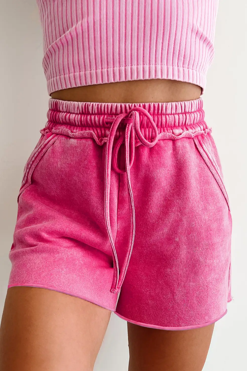 Rose Red Mineral Washed Drawstring Elastic