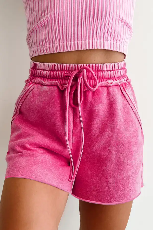 Rose Red Mineral Washed Drawstring Elastic