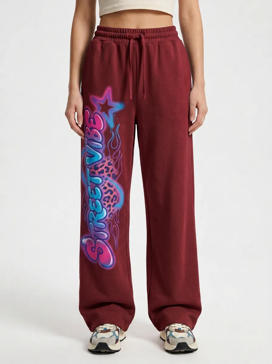 Women's Street Vibe Graffiti Leopard Flame Printed Sweatpants