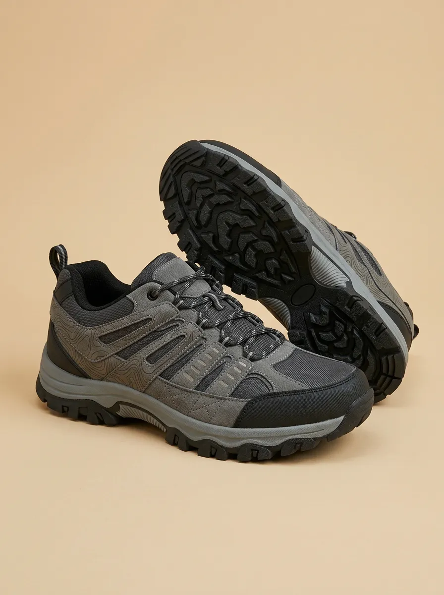 Men's Contemporary Hiking Enthusiast Topographic Map Printed Outdoor Shoes