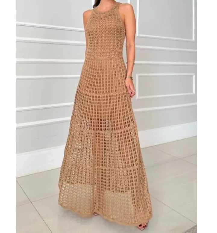 Hollowed Out Sleeveless Maxi Dress
