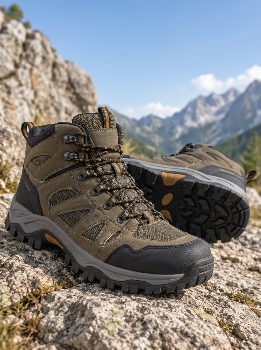 Men's Olive Green Hiking Boots with Waterproof Style and Outdoor Inspired