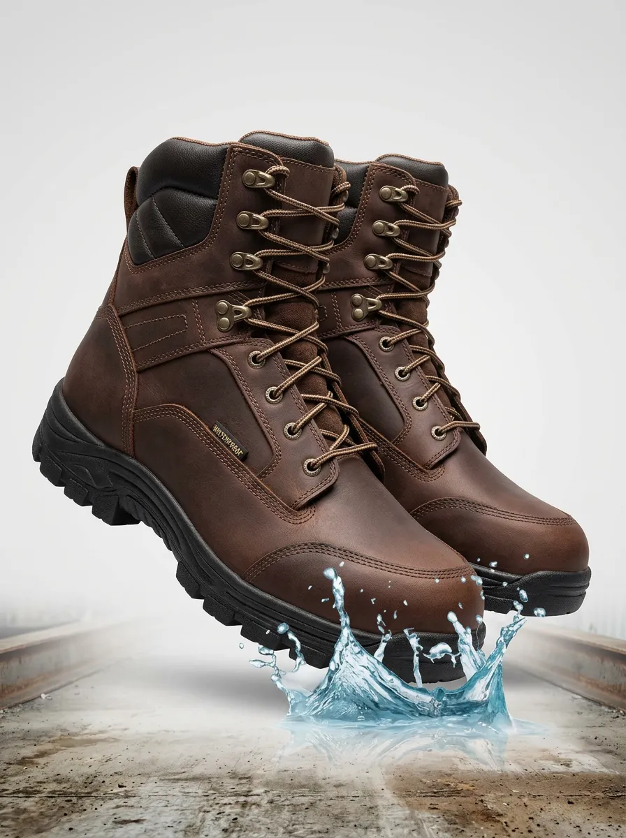 Protective-Look Outdoor Leather-Look Men's Waterproof Work Boots
