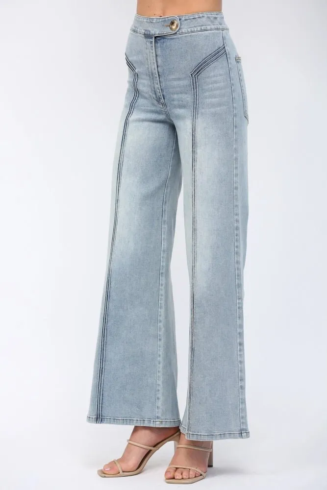 Vintage Wash Wide Leg Jeans