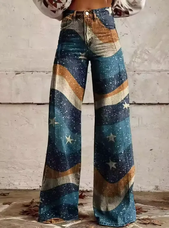Refined Denim Boho Printed Trousers