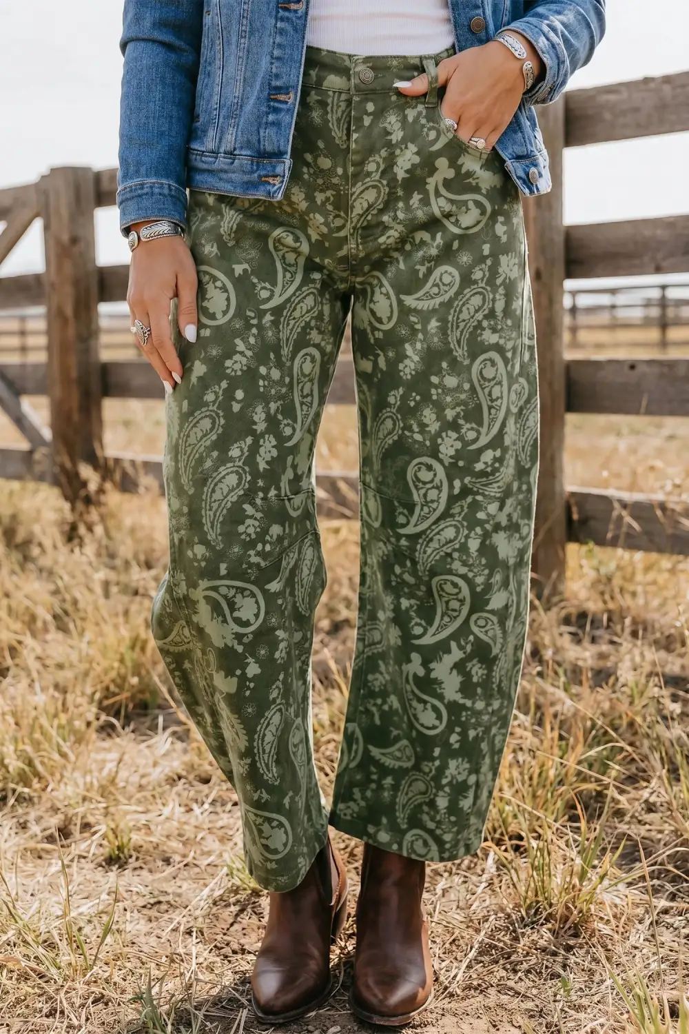 Women's Paisley Print Harem Denim Pants