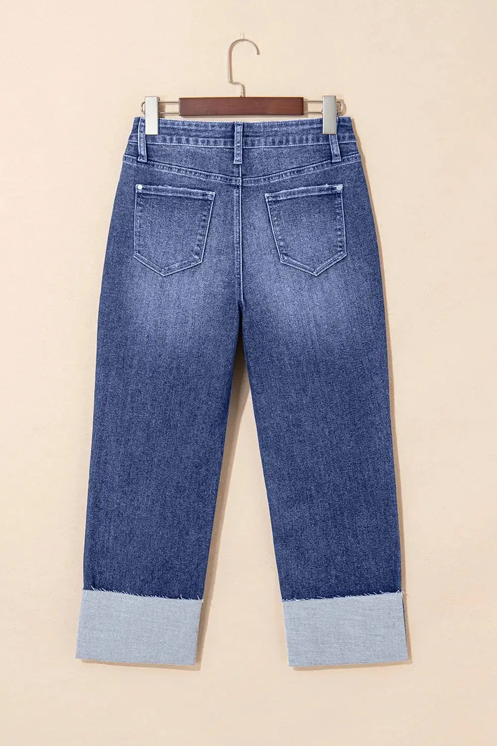 Relaxed High Waist Straight Leg Distressed Denim Jeans