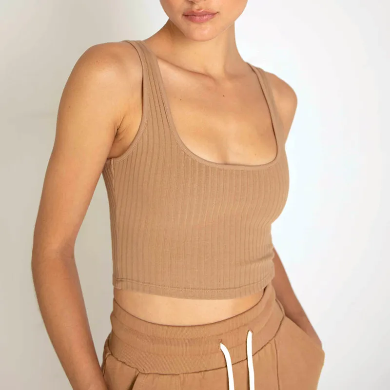 Ribbed Cotton Cropped Tank Top