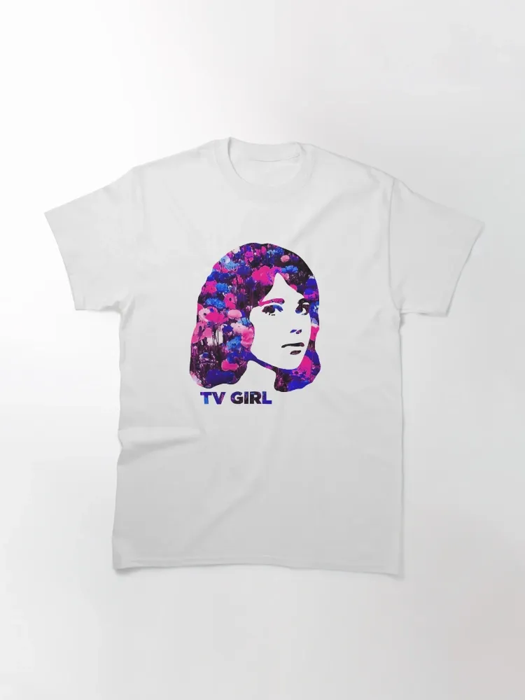 Women's artistic floral head portrait round-neck short-sleeved T-shirt