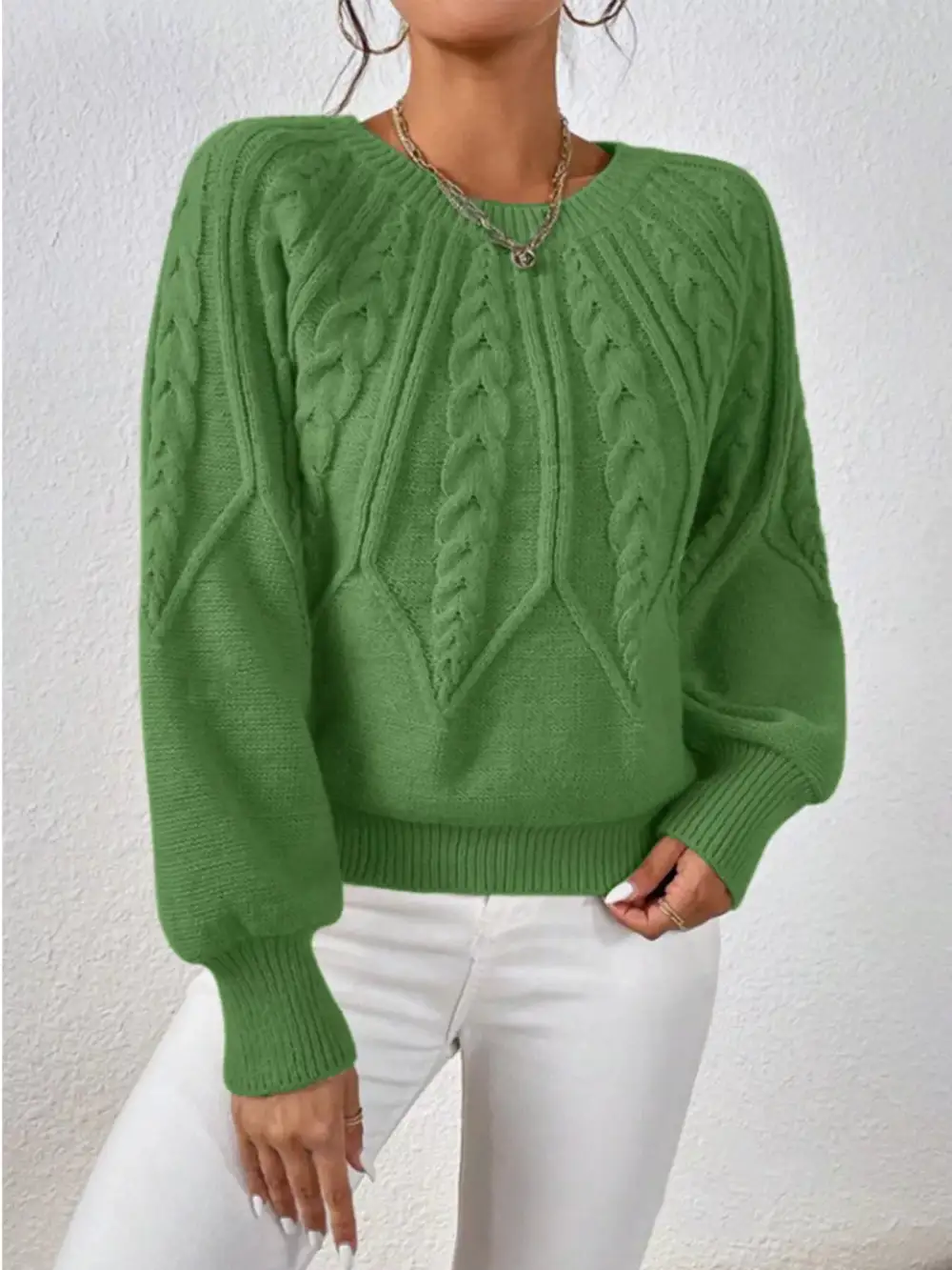Essential Long Sleeve Cable Knit Sweater
