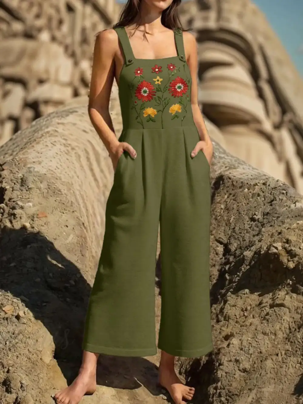 Polished Floral Wide Leg Jumpsuit