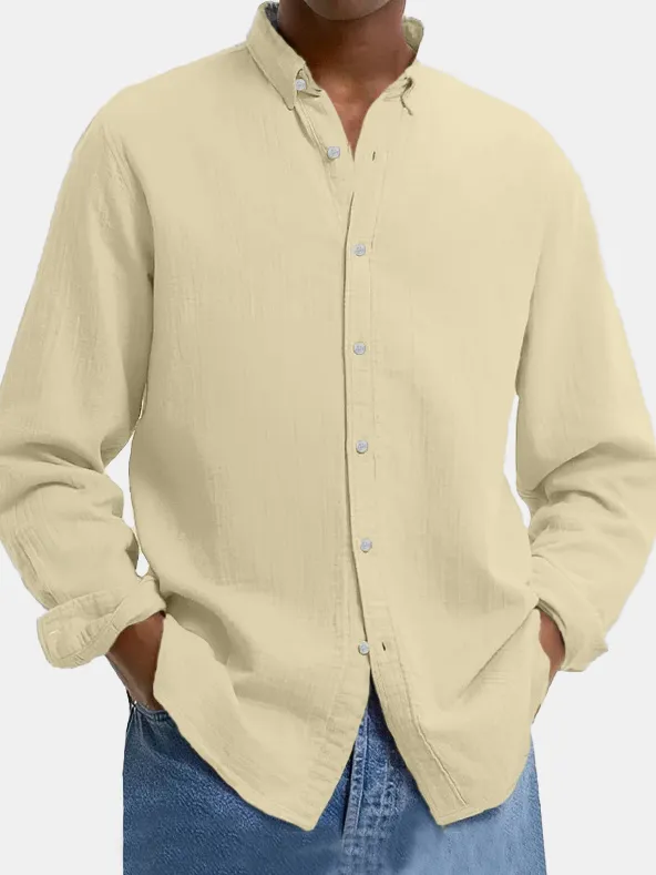 Cotton Linen Camp Collar Shirt