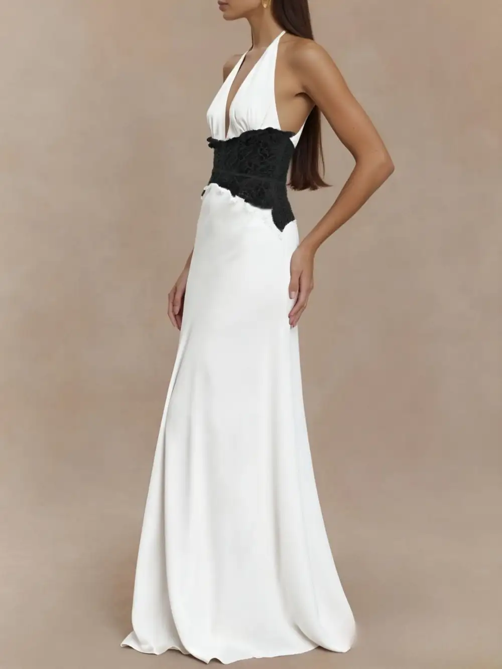 Polished Detail Lace Maxi Dress
