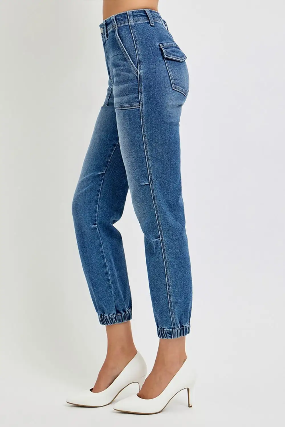 High Rise Ankle Jogger Denim Jeans