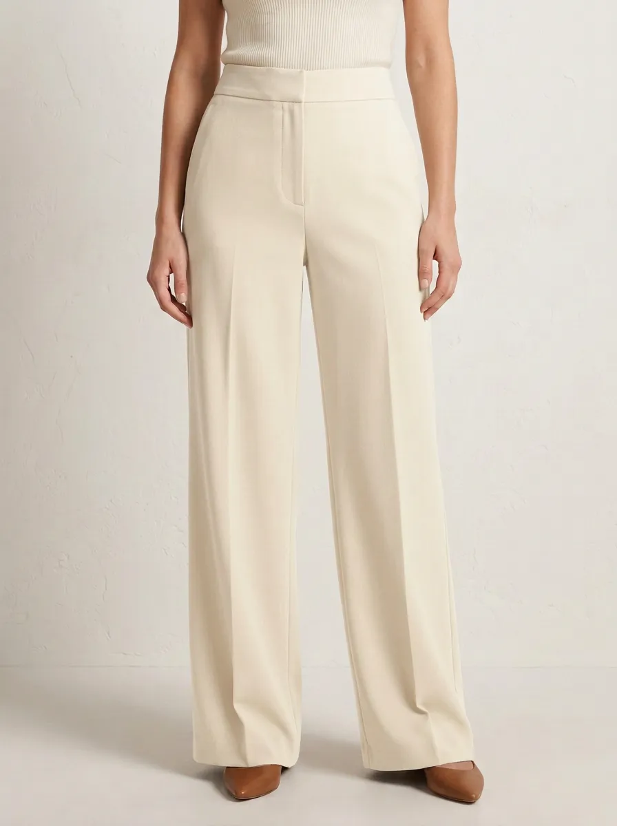 Soft-Drape Tailored Wide-Leg Trousers