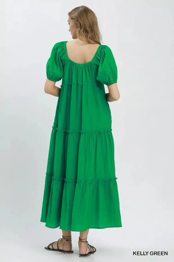 Textured Textured Tiered Midi Dress