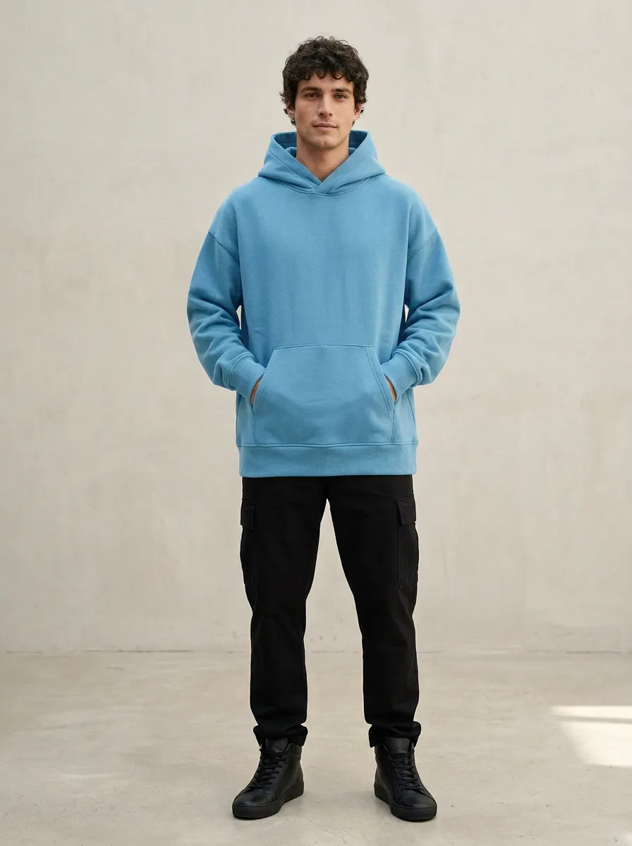 Simple Layer Plain Unisex Pullover Hoodie