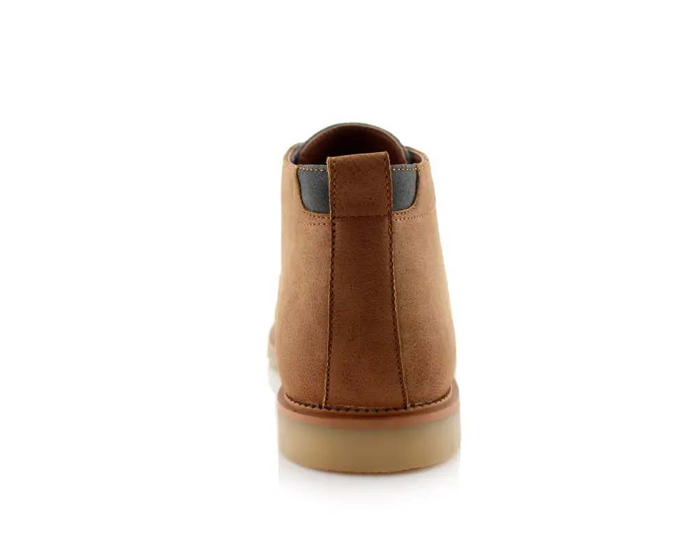 Faux-Leather Lace-Up Chukka Boots
