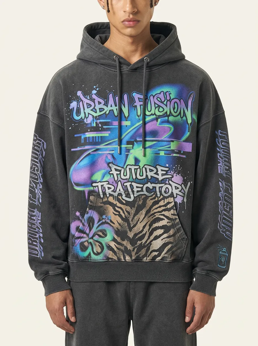 Unisex Streetwear Graffiti Tiger Hoodie