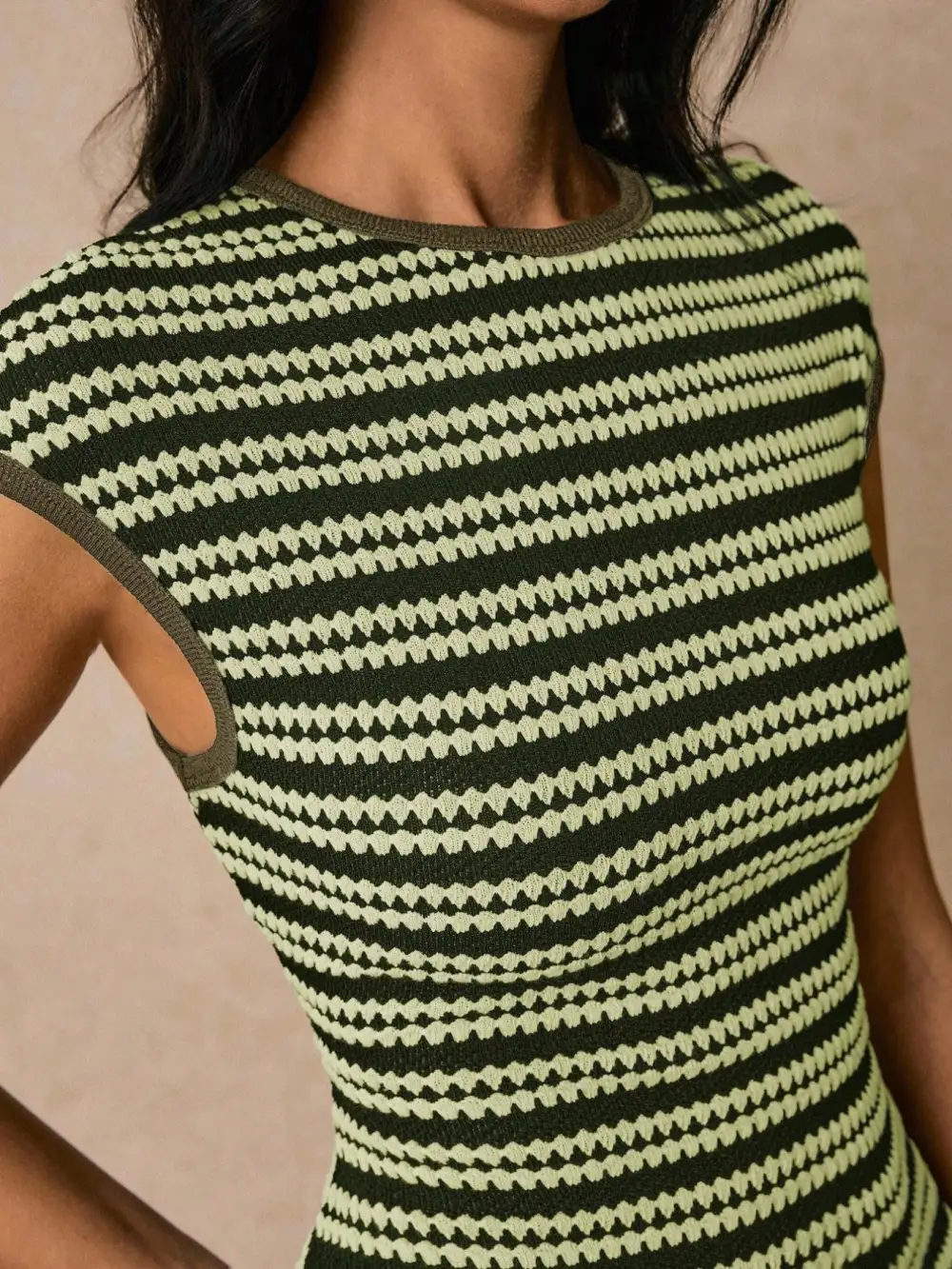 Balanced Detail Striped Midi Dress