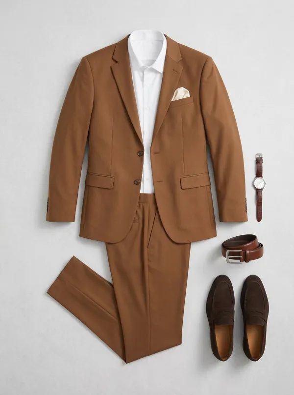 Notch-Lapel Two-Button Single-Breasted Tapered-Leg Men's Two-Piece Suit Set