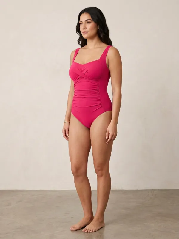 Sculpted Ruched Tummy-Control One-Piece Swimsuit