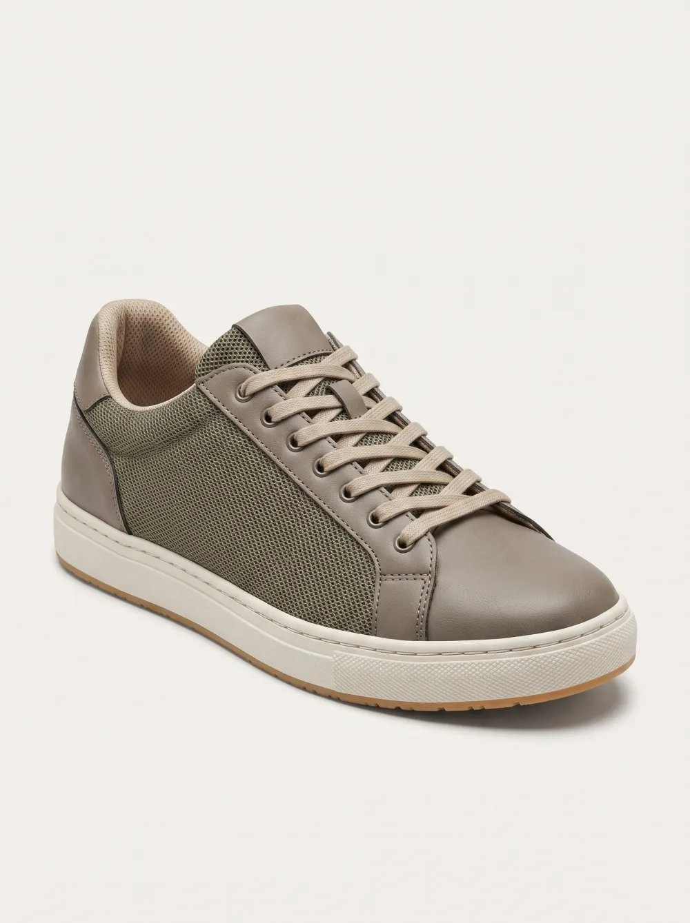 Leather-Panel Mesh-Panel Mixed-Media Men's Athletic Sneakers