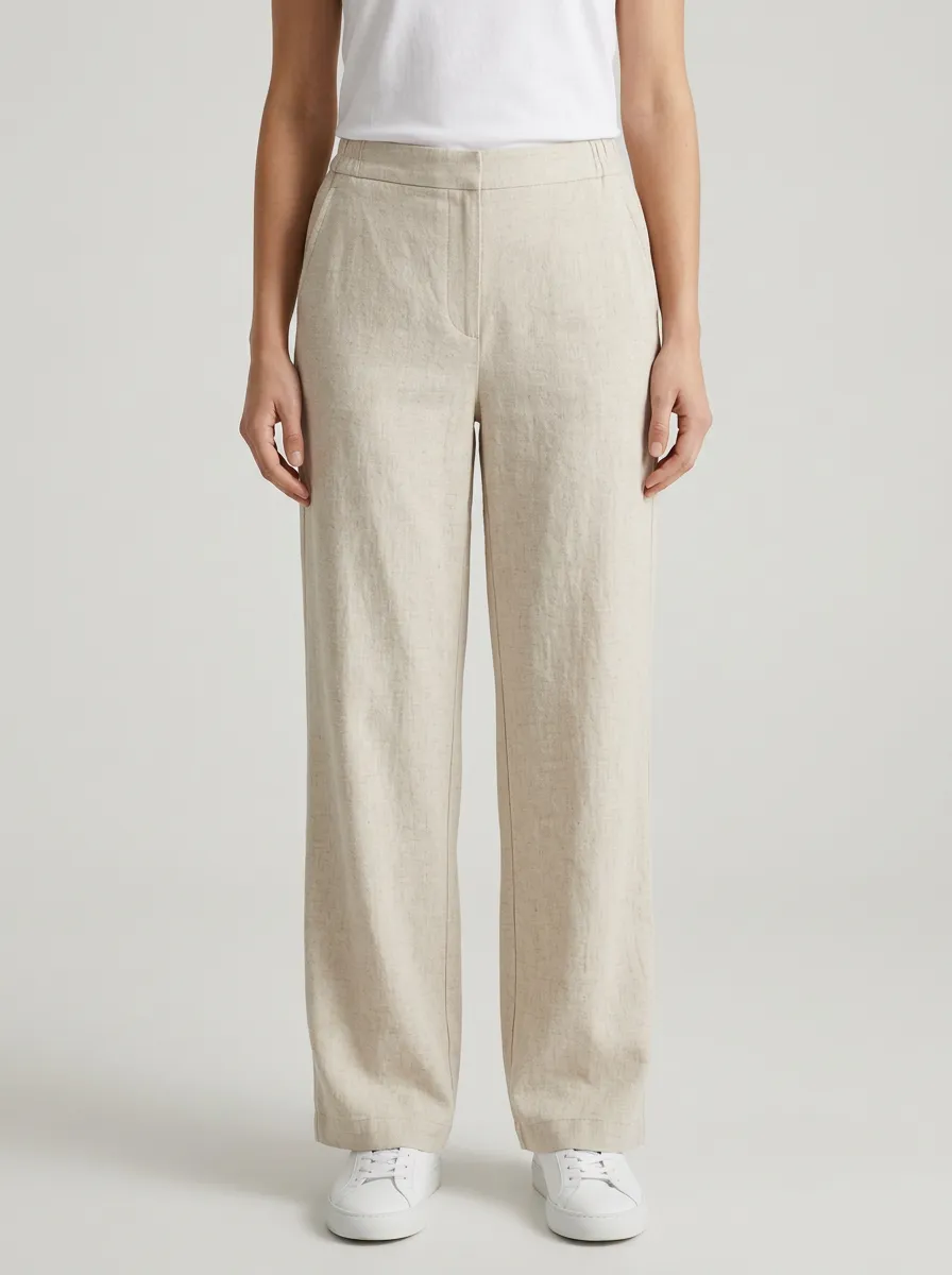 Women's Elastic-Waist Straight-Leg Trousers