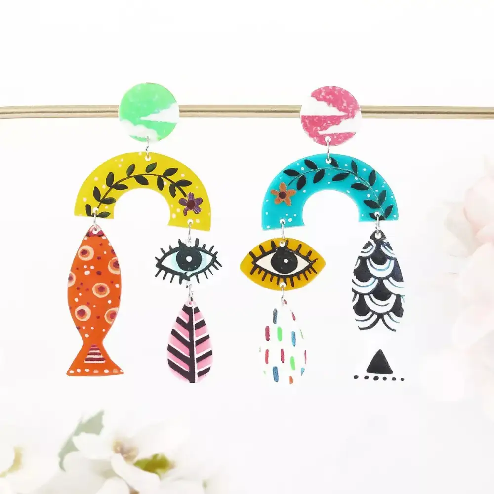 Symbol Fish Dangle Earrings