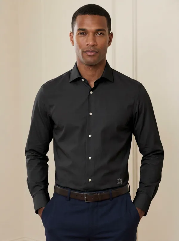 Men's Non-Iron Cotton Geometric Logo Printed Dress Shirt