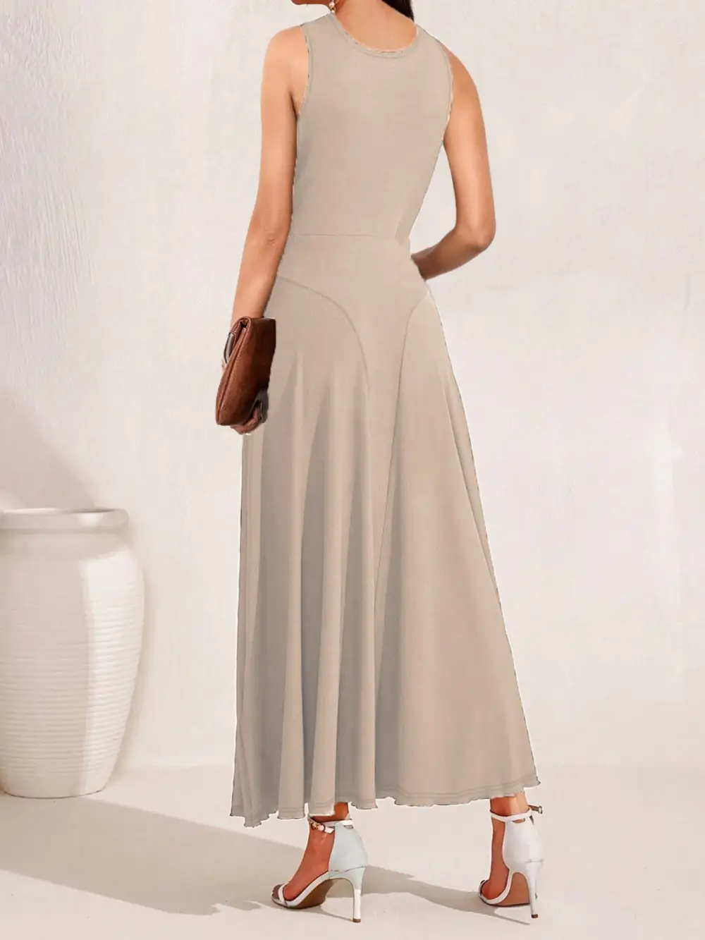 Crisscross Halter Neck A-Line Midi Dress
