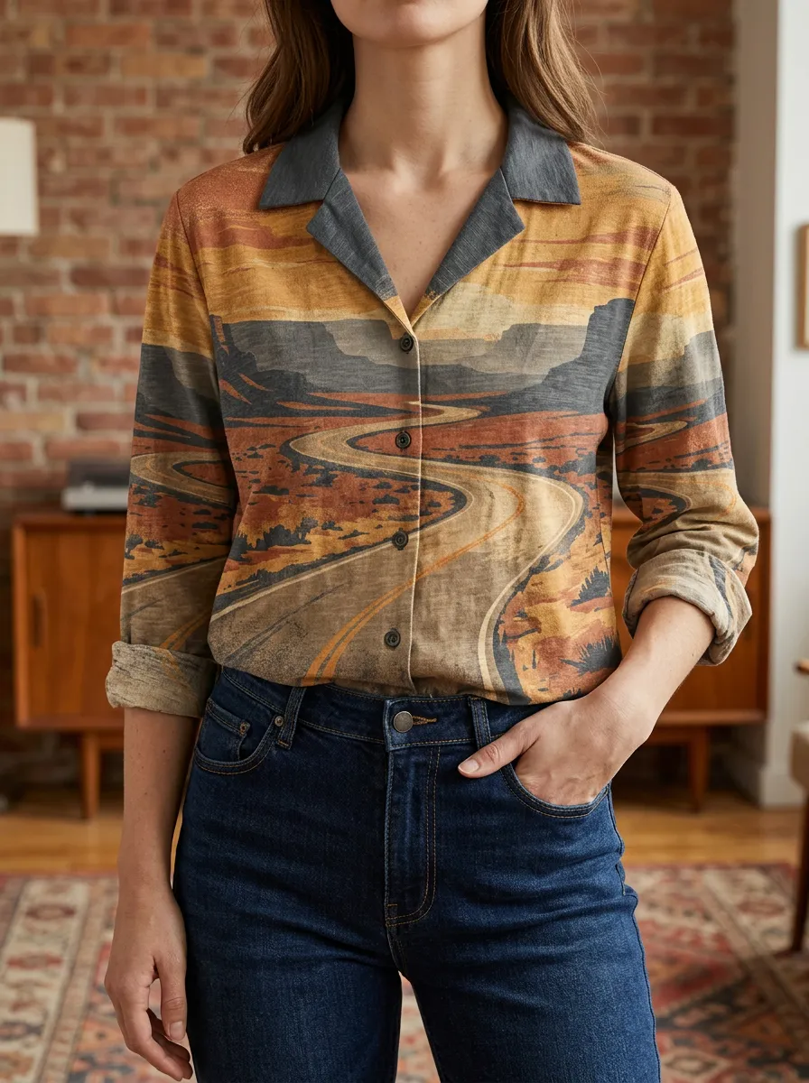 Women's Scenic Desert Road Landscape Shirt
