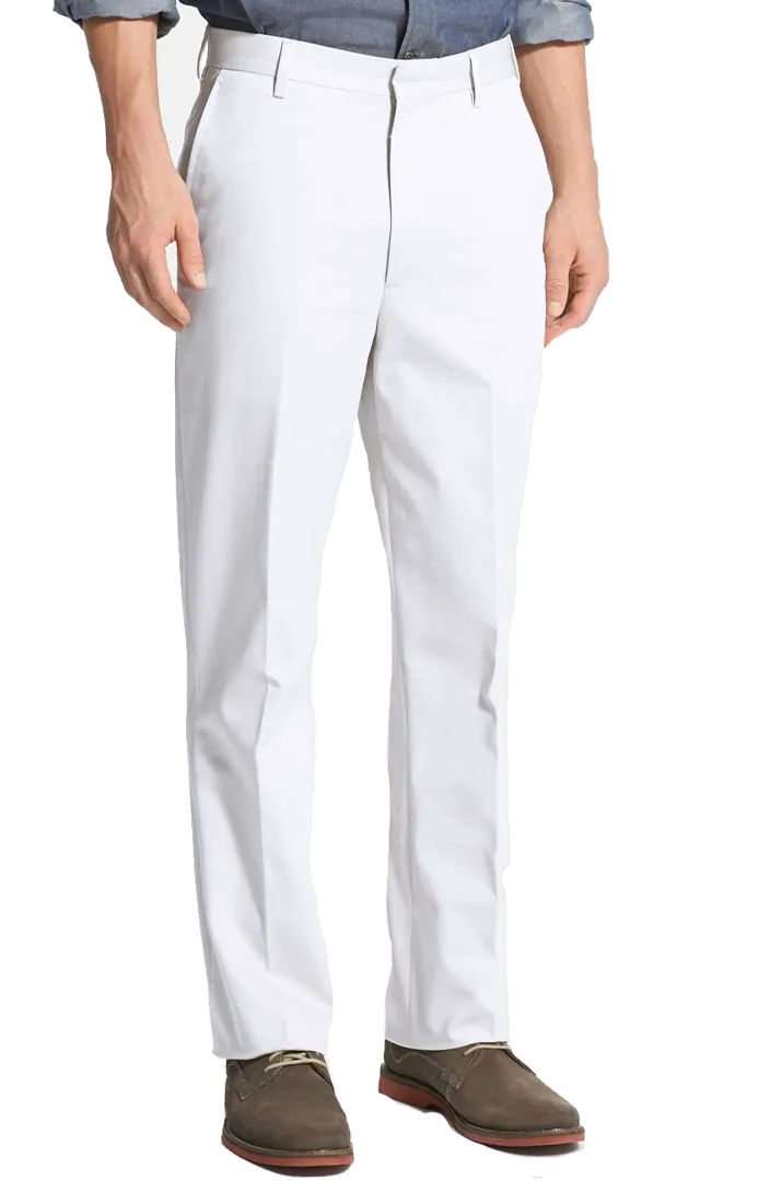 Poplin Performance Flat Front Pleated Front Short Rise Trousers