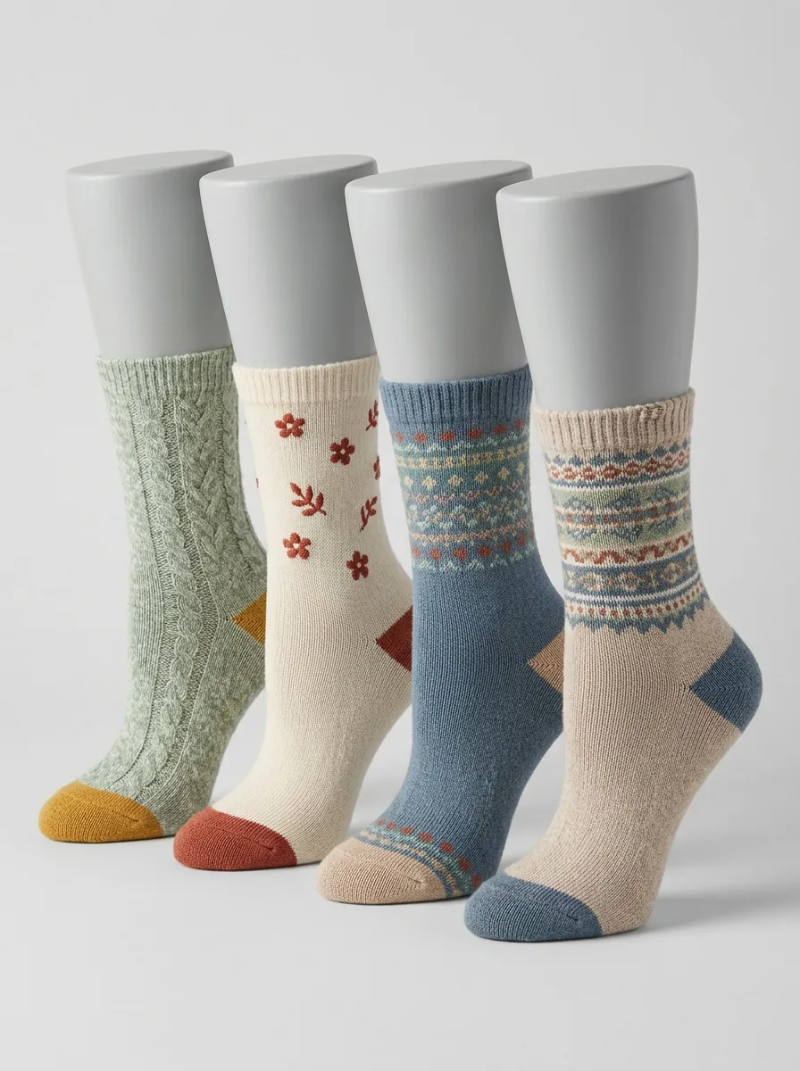 Classic Floral Vintage Four-Pair Casual Socks