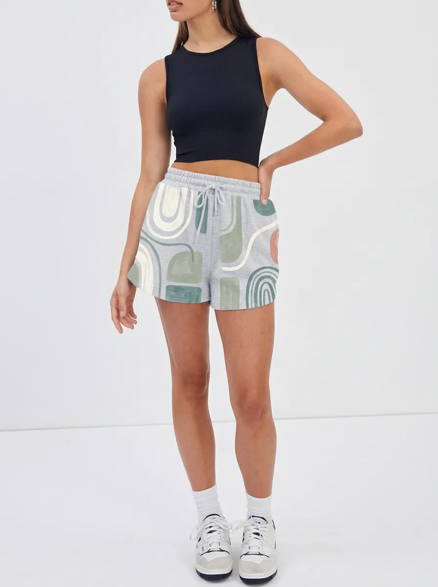 Women's Boho Aesthetic Abstract Shape Printed Shorts
