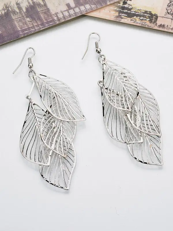 Polished Leaf Accent Earrings