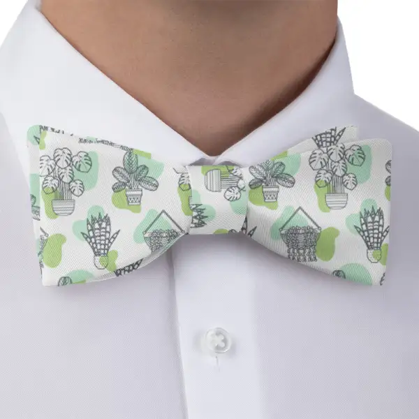 Potted Flow Floral Motif Bow Tie