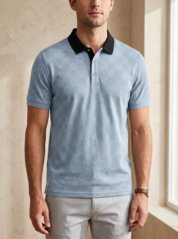 Clean-Line Checkered Men's Polo Shirt
