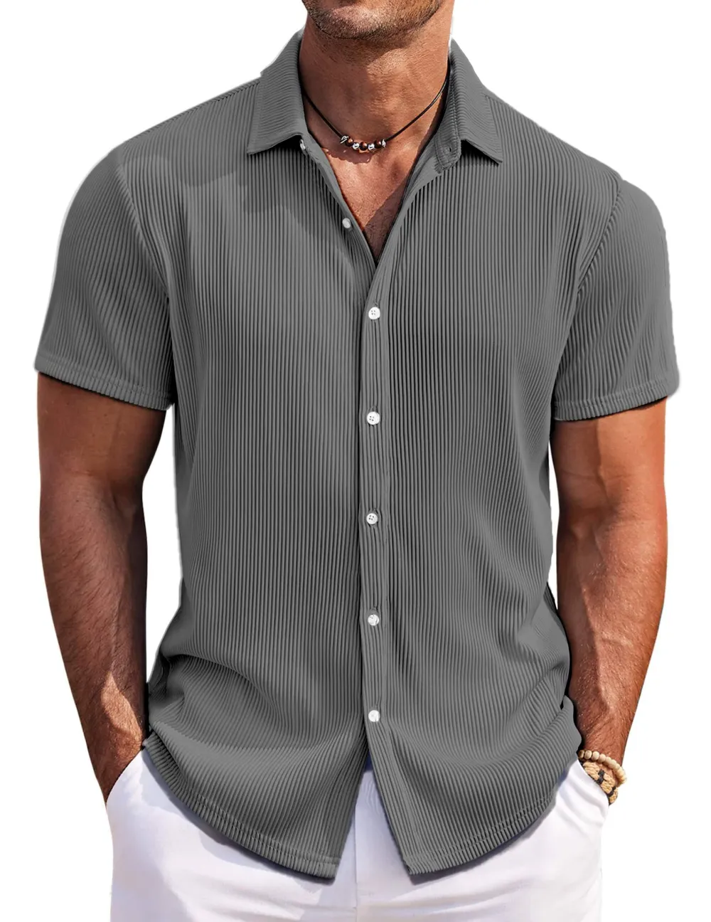 Structured Short Sleeve Button Front Shirt