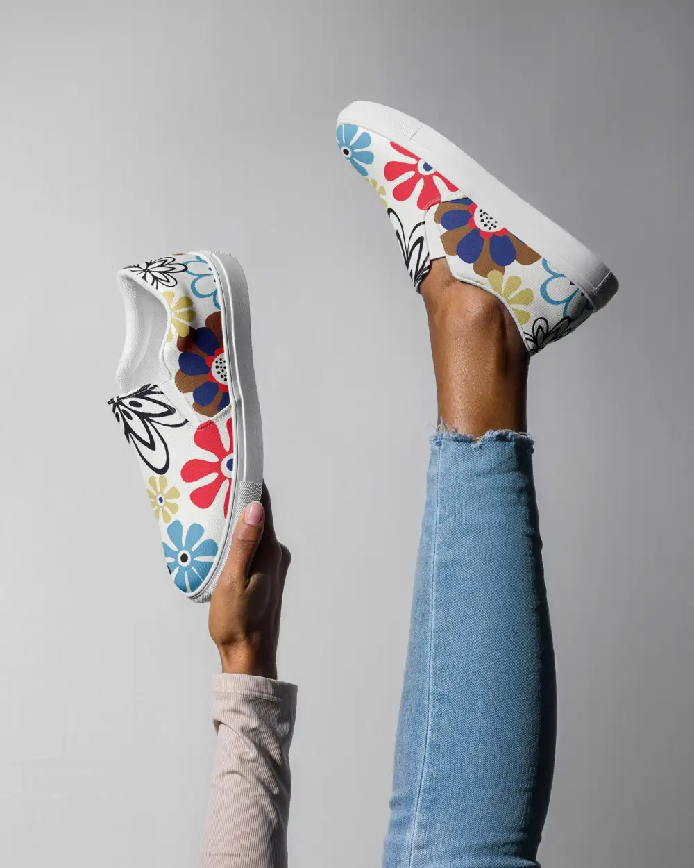 Abstract Floral Slip On Shoes
