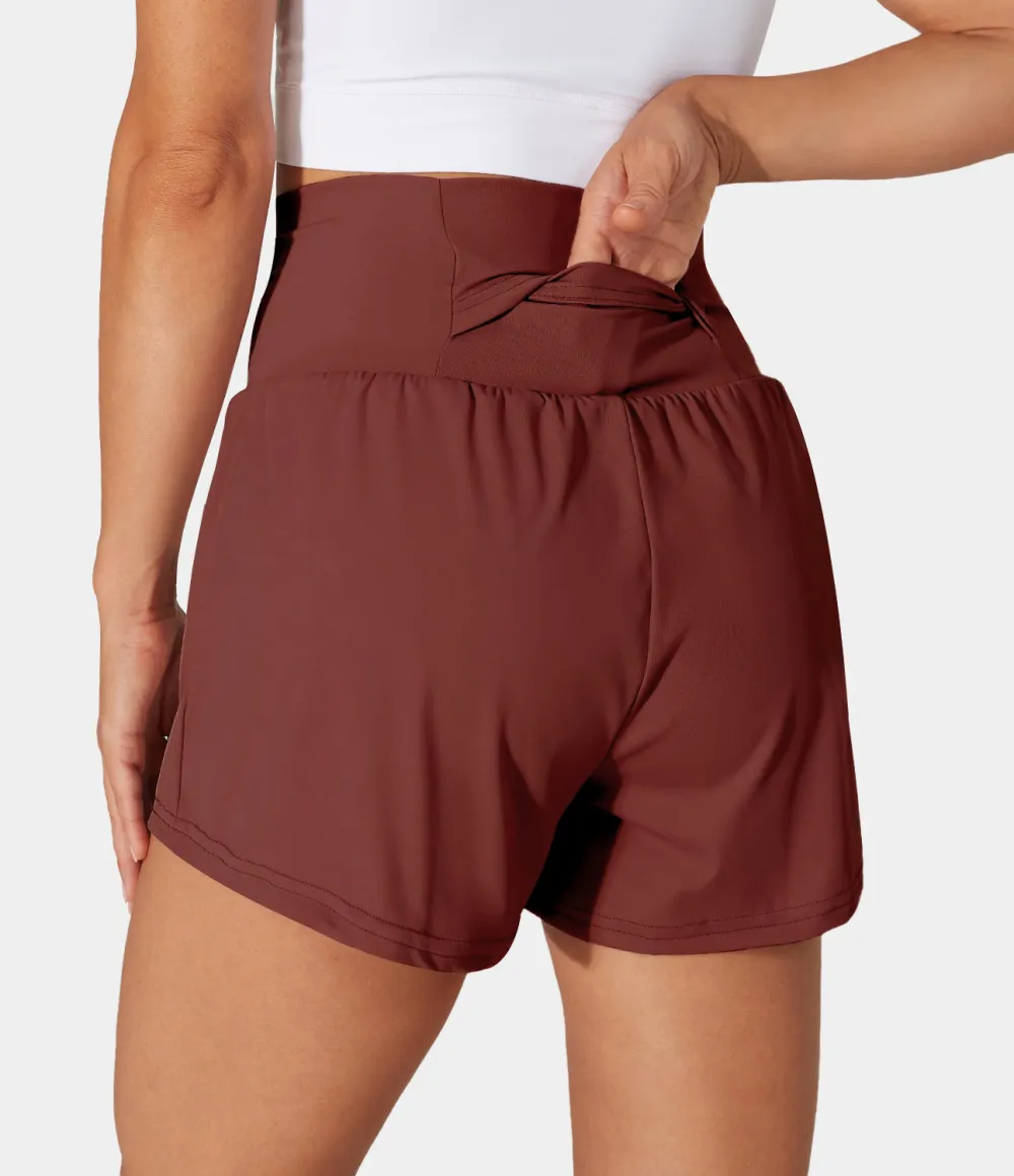 2026🔥  Super High Waisted Back Pocket & Side Hidden Pocket 2-in-1 Yoga Shorts 2.5