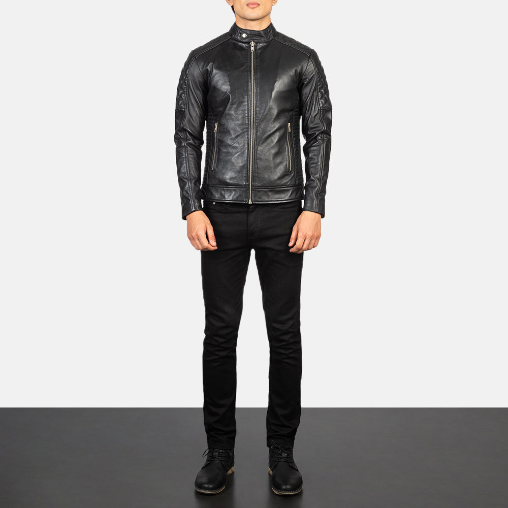 Men's Modern Biker Leather Quilted Jacket