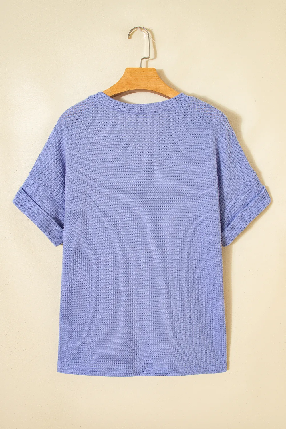 Wisteria Waffle V Neck Short Sleeve Top