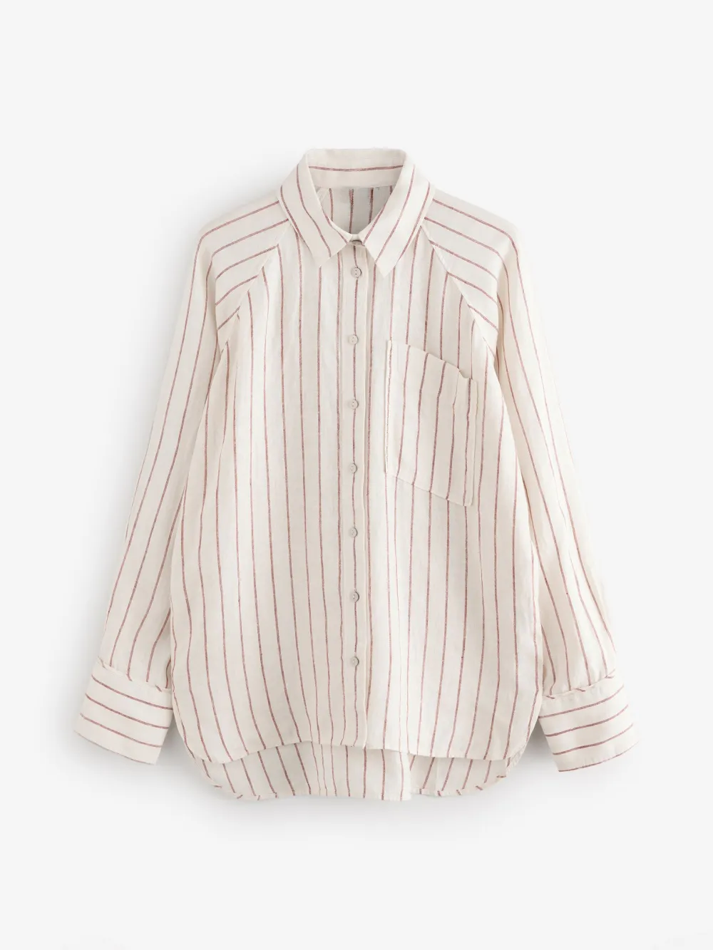 Linen Flat Collar Loose Long Sleeve Shirt
