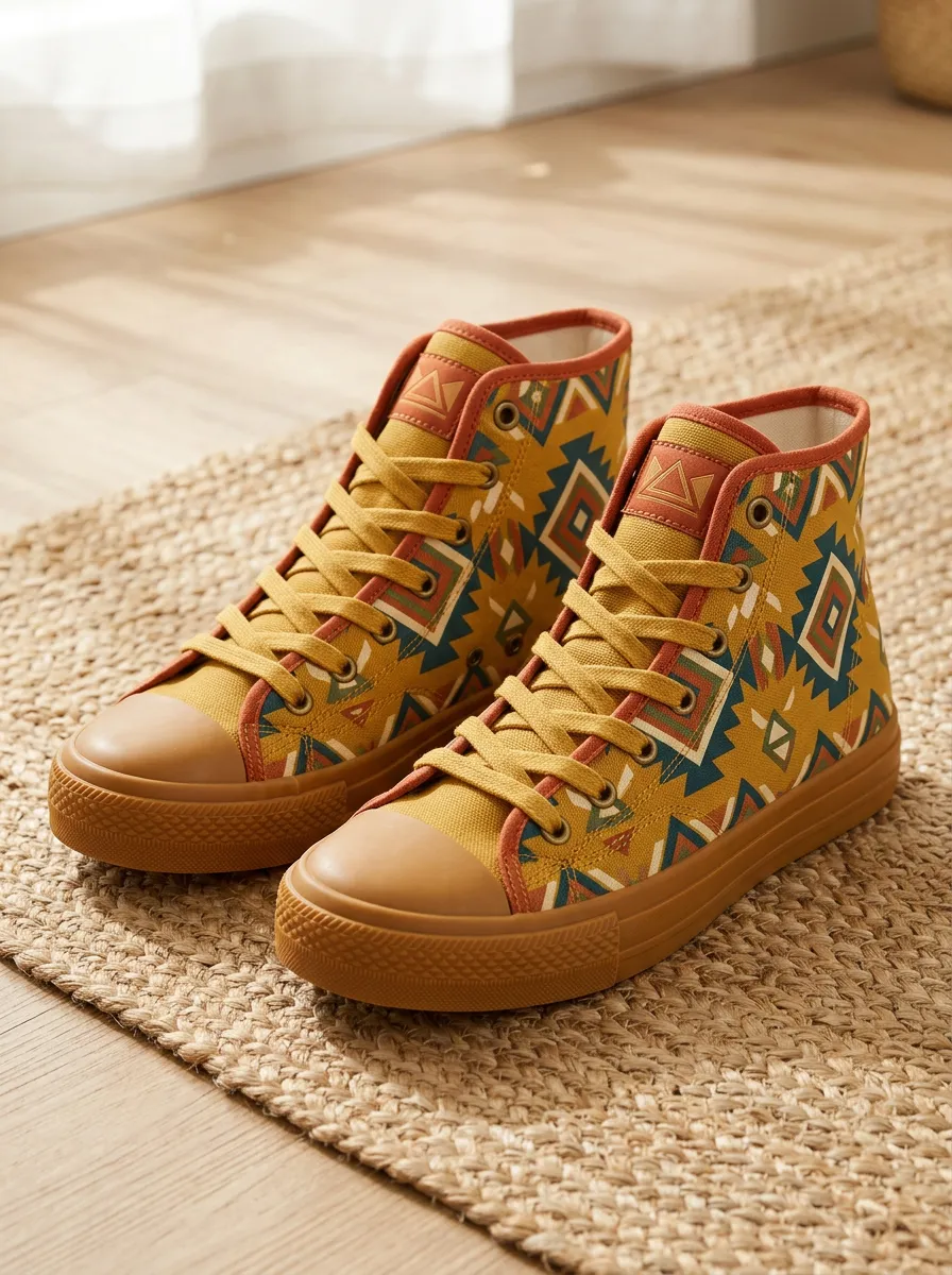 Women's Refined Boho Tribal Pattern Patterned High Top Canvas Shoes