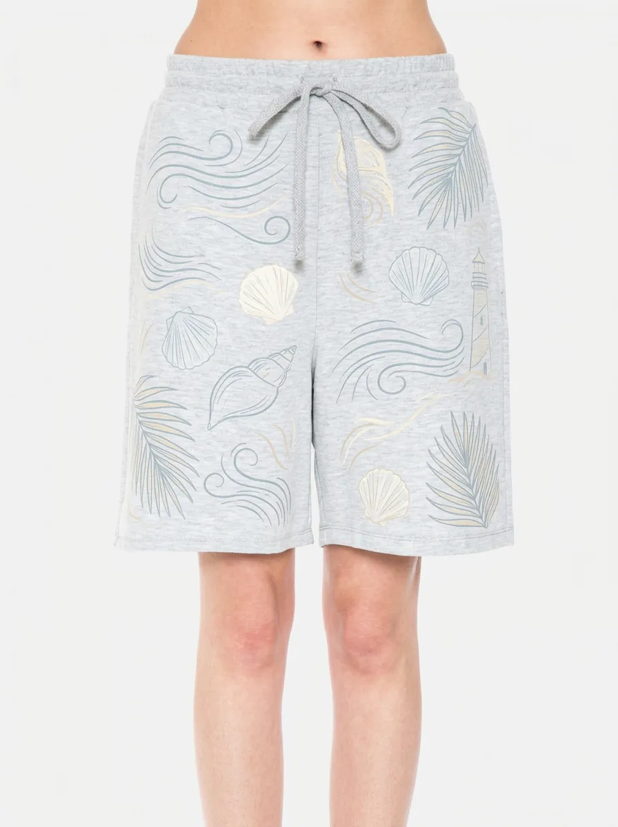 Women's Coastal Seashell Lighthouse Palm Leaf Graphic Shorts